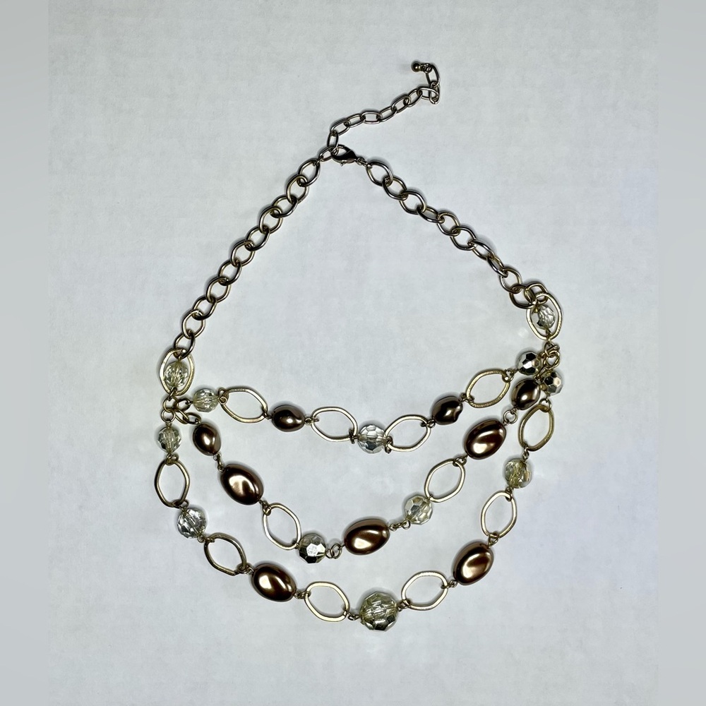 Copper and Clear Bead Necklace
